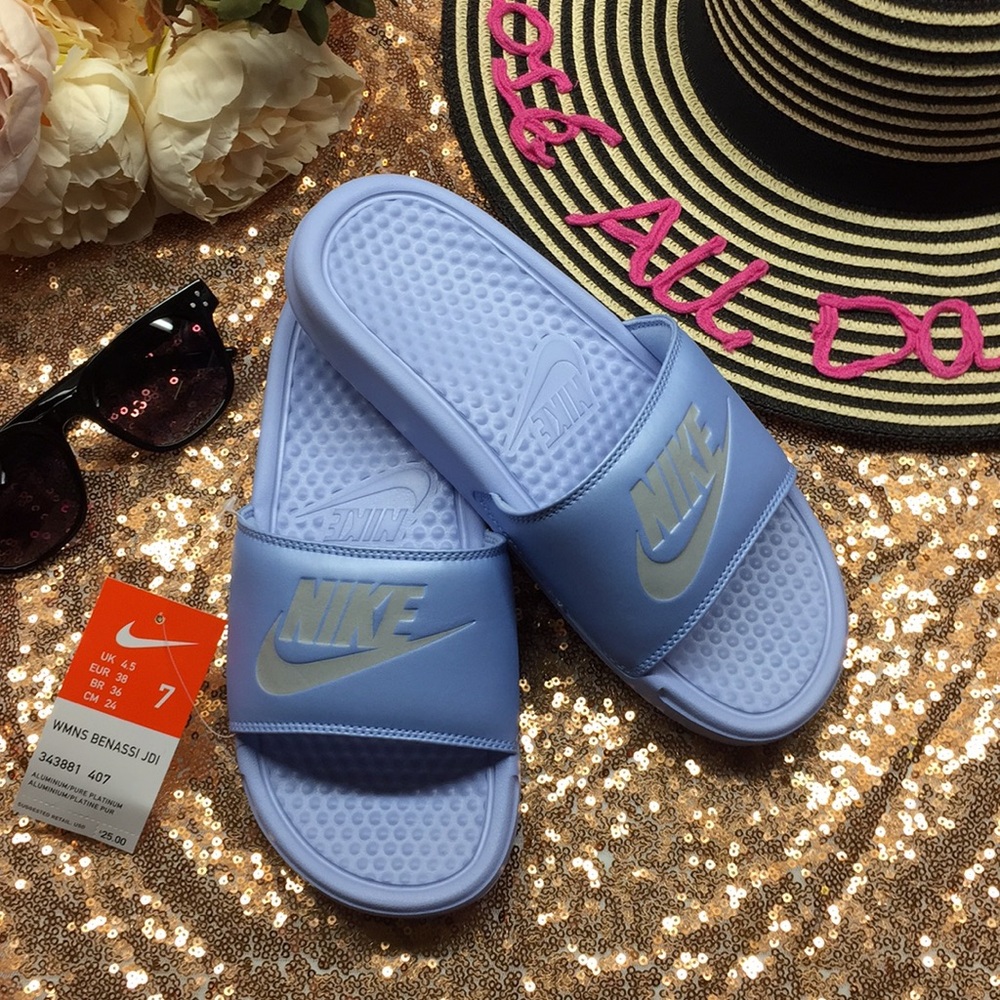 Nike Blue Sandal Slides - Picture 1 of 8